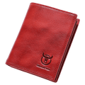 Mens Genuine Leather Bifold Wallet RFID Blocking Credit Card Holder Coffee Red
