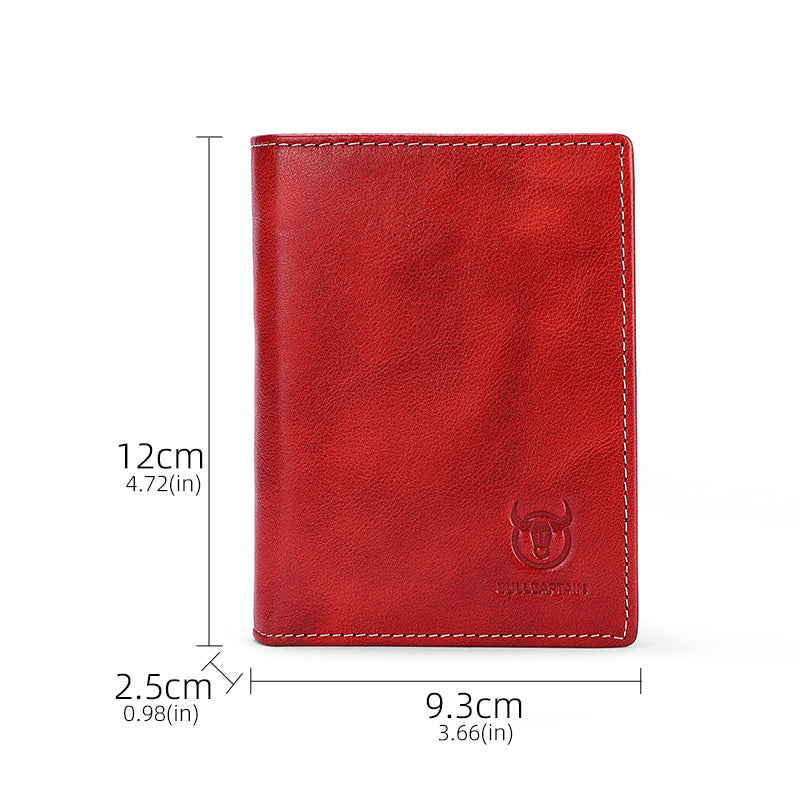 Mens Genuine Leather Bifold Wallet RFID Blocking Credit Card Holder Coffee Red