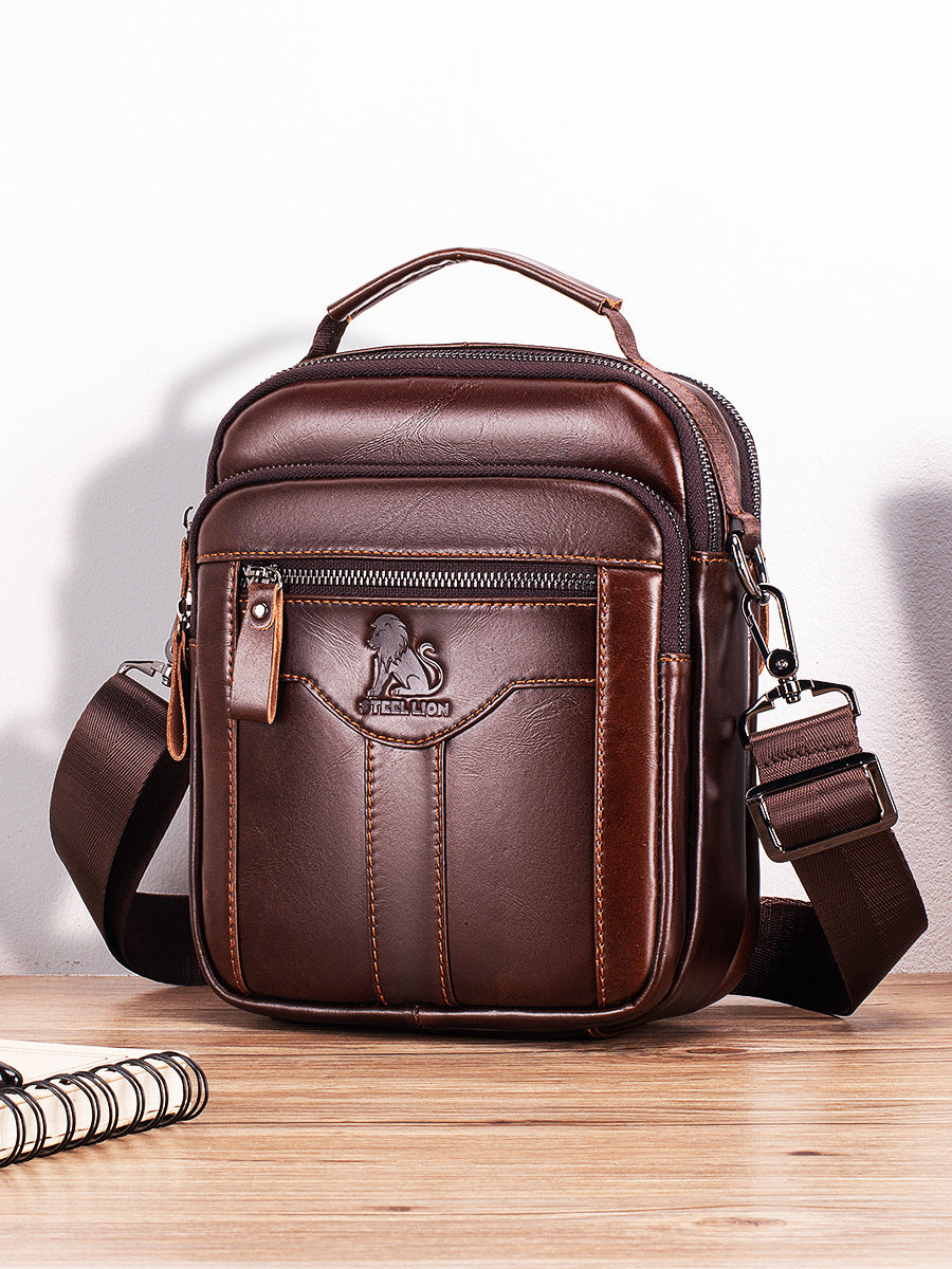 Mens Genuine Leather Shoulder Bag Messenger Briefcase CrossBody Bag Coffee
