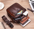 Mens Genuine Leather Shoulder Bag Messenger Briefcase CrossBody Bag Coffee