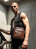 Mens Genuine Leather Shoulder Bag Messenger Briefcase CrossBody Bag Coffee