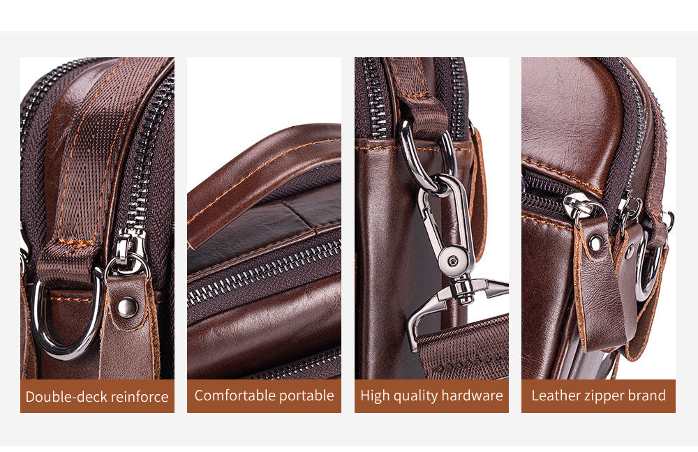 Mens Genuine Leather Shoulder Bag Messenger Briefcase CrossBody Bag Coffee