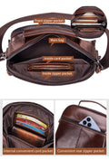 Mens Genuine Leather Shoulder Bag Messenger Briefcase CrossBody Bag Coffee