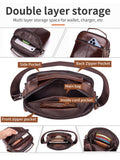 Mens Genuine Leather Shoulder Bag Messenger Briefcase CrossBody Bag Coffee