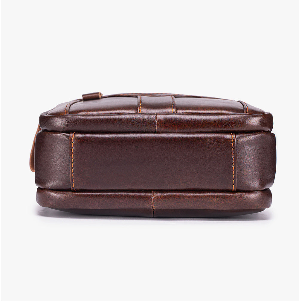 Mens Genuine Leather Shoulder Bag Messenger Briefcase CrossBody Bag Coffee