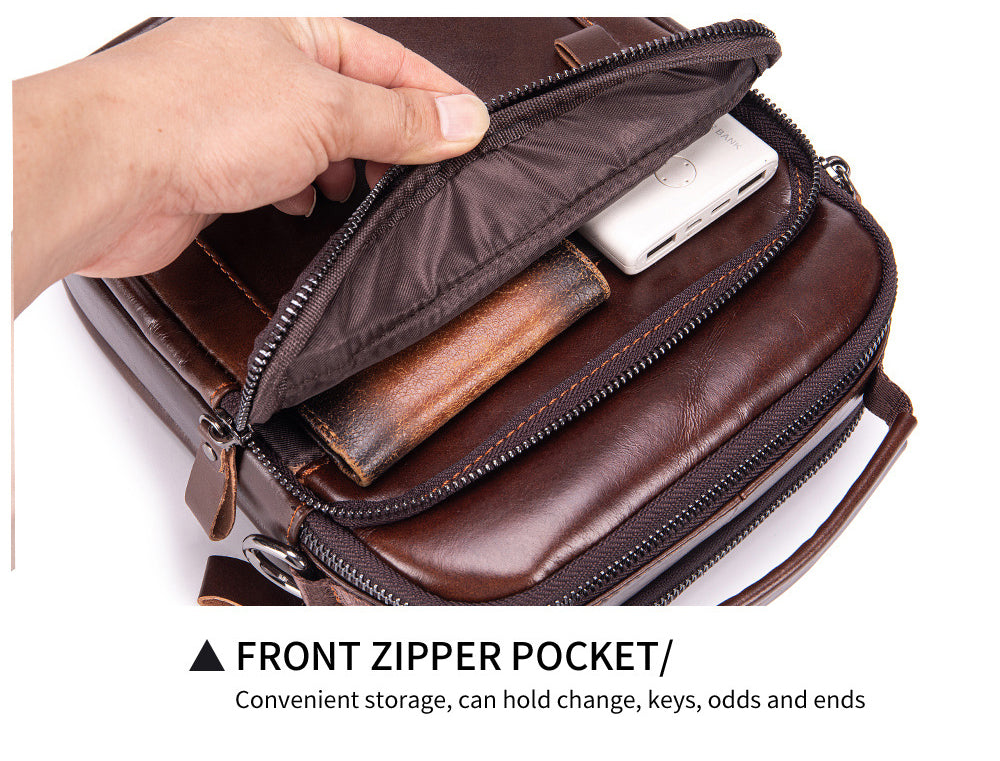 Mens Genuine Leather Shoulder Bag Messenger Briefcase CrossBody Bag Coffee