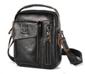 Men's Genuine Leather Sling Bag Small Shoulder Crossbody Messenger Handbag Black