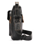 Men's Genuine Leather Sling Bag Small Shoulder Crossbody Messenger Handbag Black