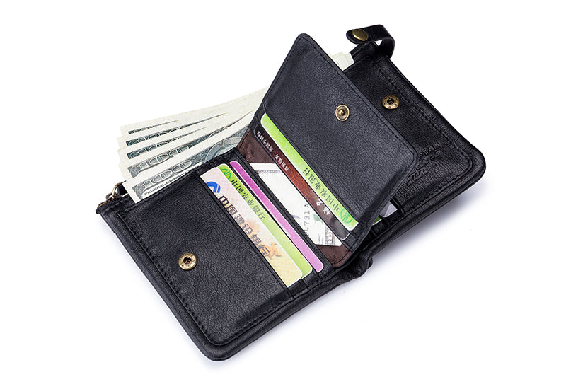 Mens Genuine Leather Wallet Extra Capacity Billfold with 14 Card Slots Black