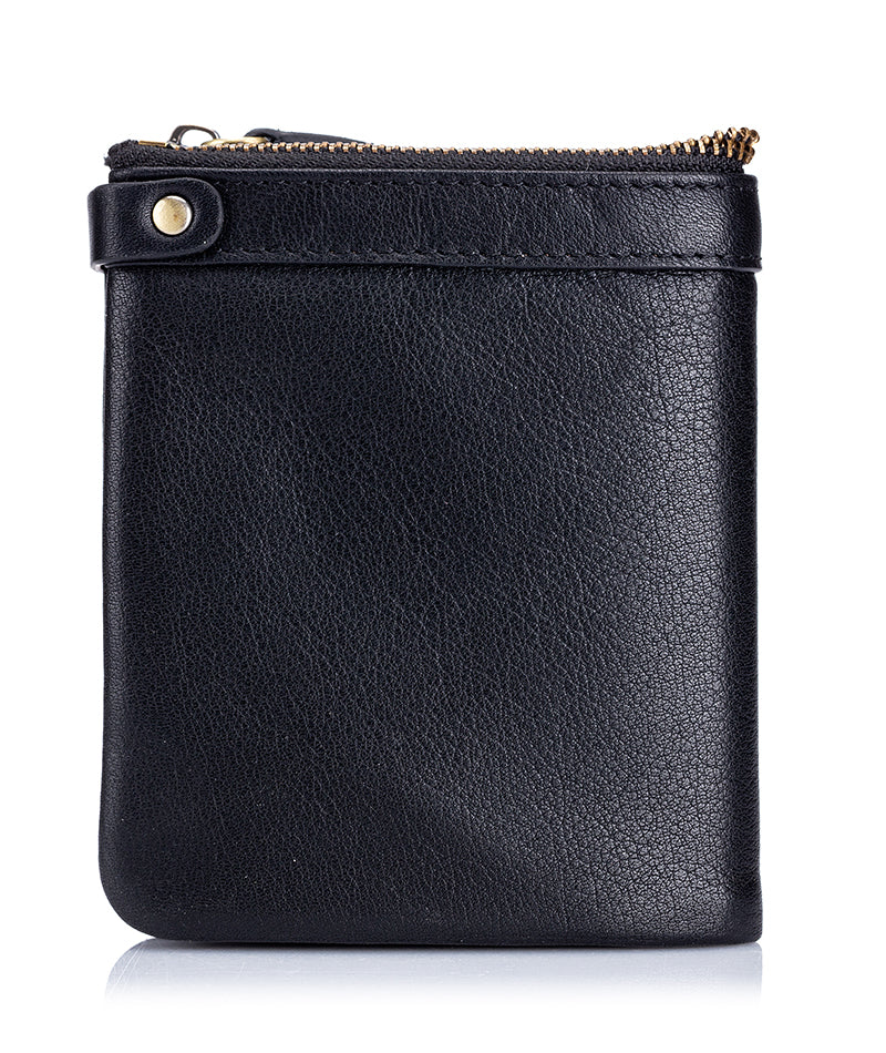 Mens Genuine Leather Wallet Extra Capacity Billfold with 14 Card Slots Black