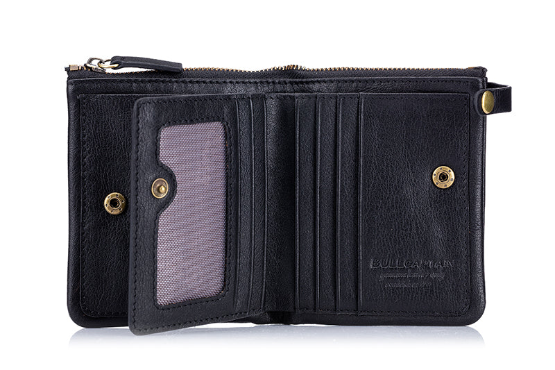Mens Genuine Leather Wallet Extra Capacity Billfold with 14 Card Slots Black