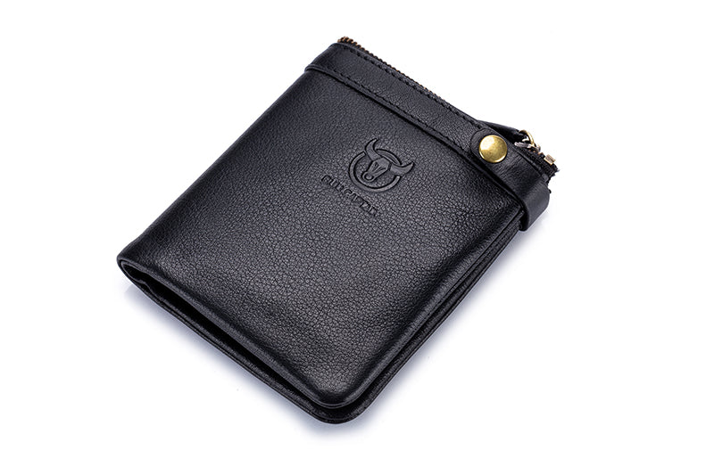Mens Genuine Leather Wallet Extra Capacity Billfold with 14 Card Slots Black