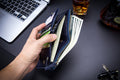 Mens Genuine Leather Wallet Extra Capacity Billfold with 14 Card Slots Blue