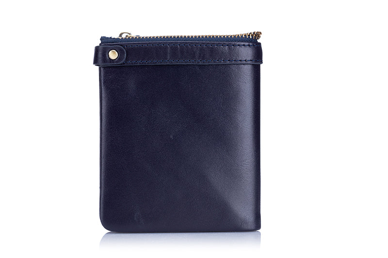 Men's Genuine Leather Wallet Extra Capacity Billfold with 14 Card Slots Blue