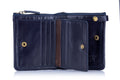 Mens Genuine Leather Wallet Extra Capacity Billfold with 14 Card Slots Blue