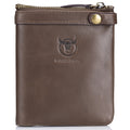 Mens Genuine Leather Wallet Extra Capacity Billfold with 14 Card Slots Brown