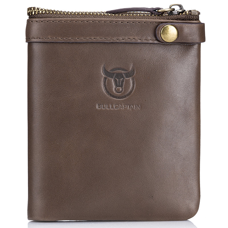 Mens Genuine Leather Wallet Extra Capacity Billfold with 14 Card Slots Brown