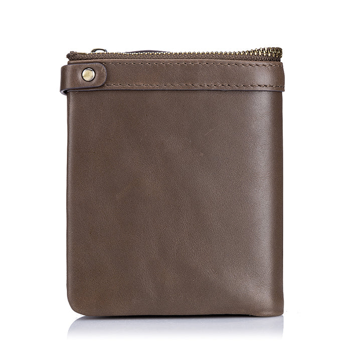 Mens Genuine Leather Wallet Extra Capacity Billfold with 14 Card Slots Brown