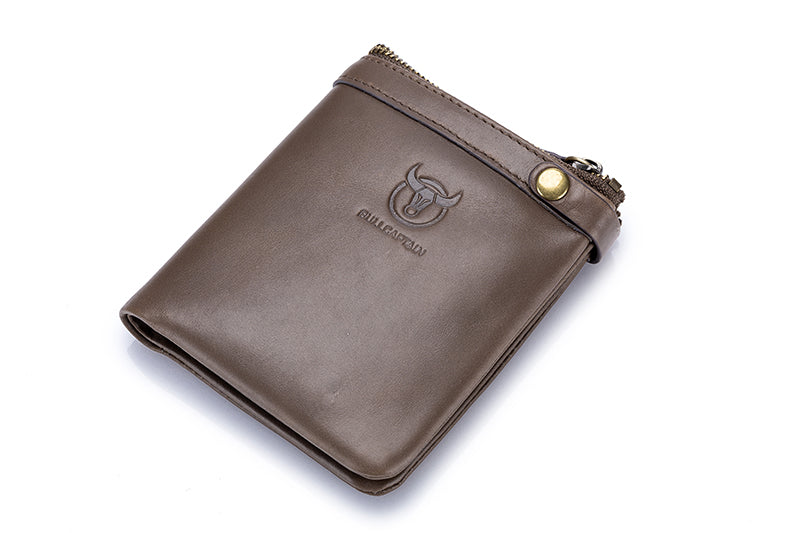 Mens Genuine Leather Wallet Extra Capacity Billfold with 14 Card Slots Brown