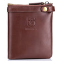 Mens Genuine Leather Wallet Extra Capacity Billfold with 14 Card Slots Coffee