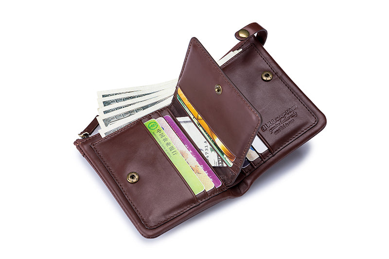Mens Genuine Leather Wallet Extra Capacity Billfold with 14 Card Slots Coffee