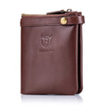 Mens Genuine Leather Wallet Extra Capacity Billfold with 14 Card Slots Coffee