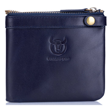 Men's Genuine Leather Wallet RFID Blocking Slim Stylish Bifold Wallet Blue