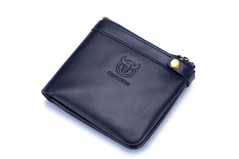 Mens Genuine Leather Wallet RFID Blocking Slim Stylish Bifold Wallet Blue