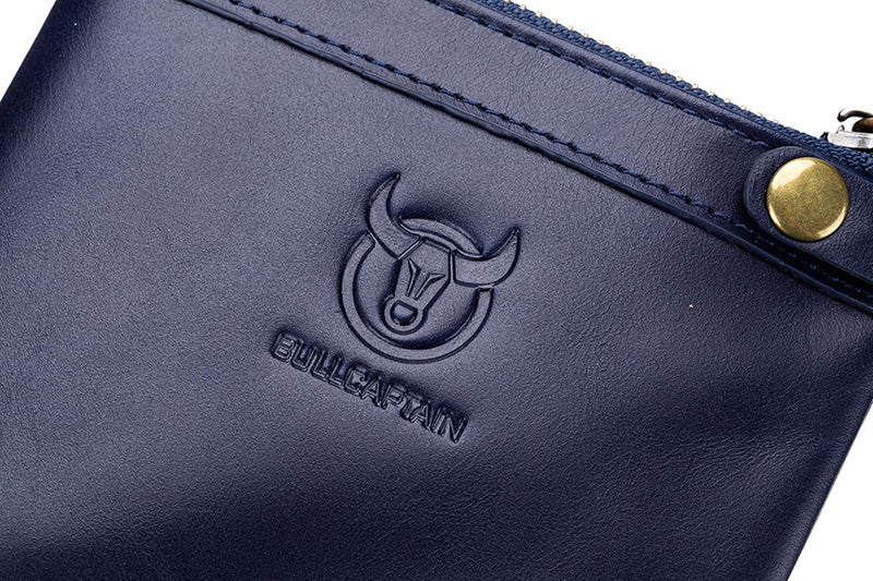 Mens Genuine Leather Wallet RFID Blocking Slim Stylish Bifold Wallet Blue