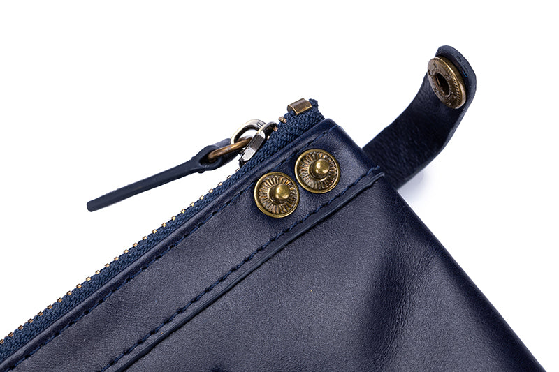 Mens Genuine Leather Wallet RFID Blocking Slim Stylish Bifold Wallet Blue