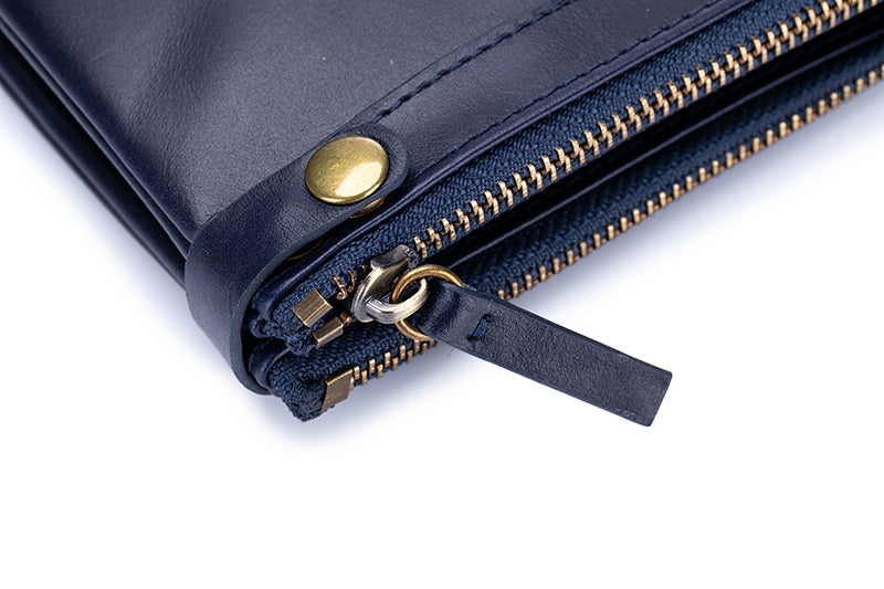 Mens Genuine Leather Wallet RFID Blocking Slim Stylish Bifold Wallet Blue