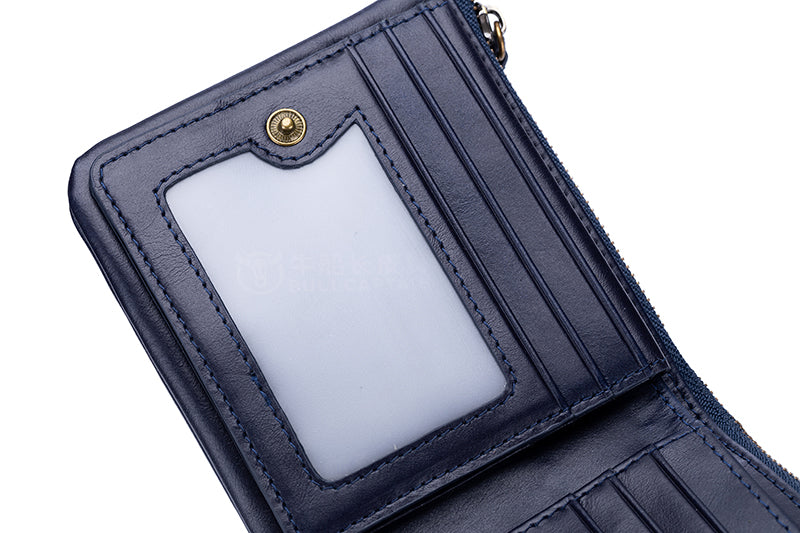 Mens Genuine Leather Wallet RFID Blocking Slim Stylish Bifold Wallet Blue