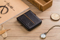Mens Genuine Leather Zipper Wallet RFID Secure Multi-card Coin Purse Black