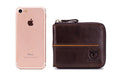 Mens Genuine Leather Zipper Wallet RFID Secure Multi-card Coin Purse Coffee