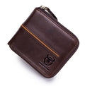 Mens Genuine Leather Zipper Wallet RFID Secure Multi-card Coin Purse Coffee
