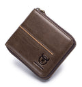 Mens Genuine Leather Zipper Wallet RFID Secure Multi-card Coin Purse Coffee