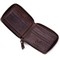 Mens Genuine Leather Zipper Wallet RFID Secure Multi-card Coin Purse Coffee