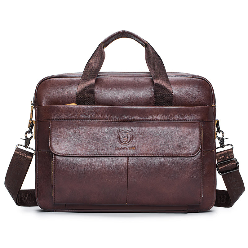 Mens Leather 15.6" Laptop Bag Briefcase Busines Shoulder Bag Handbag Coffee