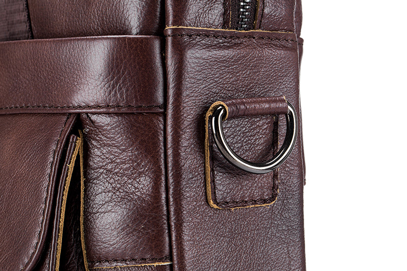Mens Leather 15.6" Laptop Bag Briefcase Busines Shoulder Bag Handbag Coffee