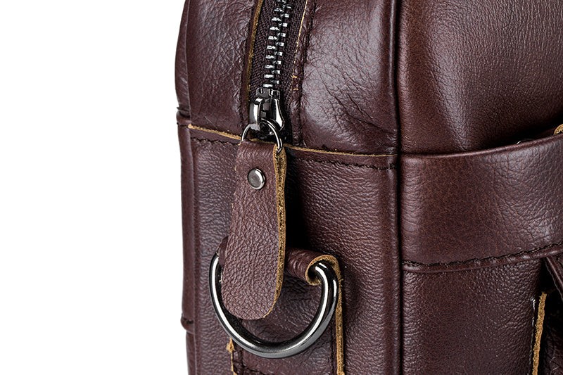 Mens Leather 15.6" Laptop Bag Briefcase Busines Shoulder Bag Handbag Coffee