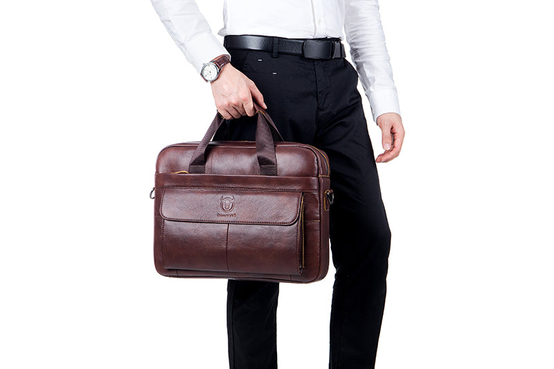 Mens Leather 15.6" Laptop Bag Briefcase Busines Shoulder Bag Handbag Coffee