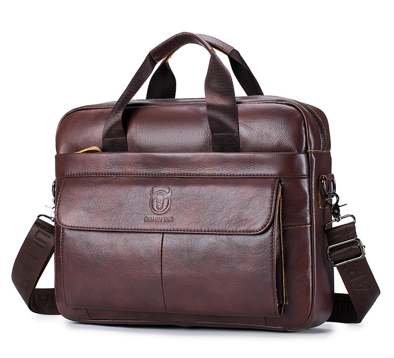 Mens Leather 15.6" Laptop Bag Briefcase Busines Shoulder Bag Handbag Coffee