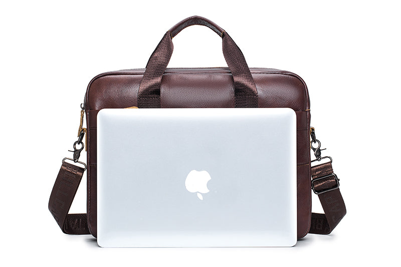 Mens Leather 15.6" Laptop Bag Briefcase Busines Shoulder Bag Handbag Coffee