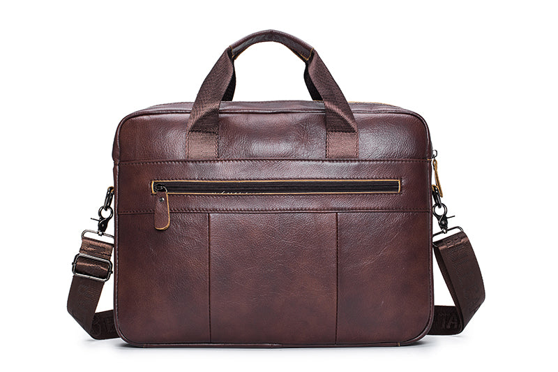Mens Leather 15.6" Laptop Bag Briefcase Busines Shoulder Bag Handbag Coffee