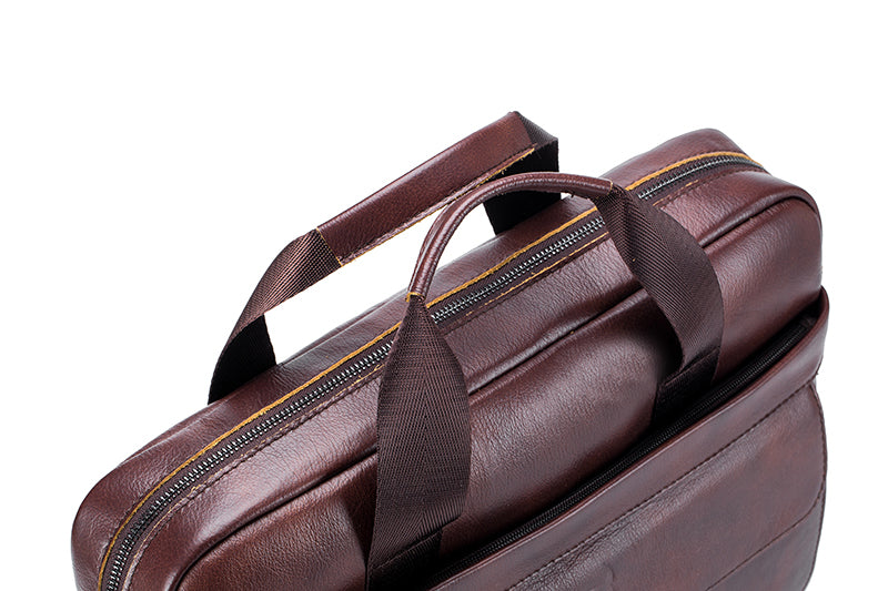 Mens Leather 15.6" Laptop Bag Briefcase Busines Shoulder Bag Handbag Coffee