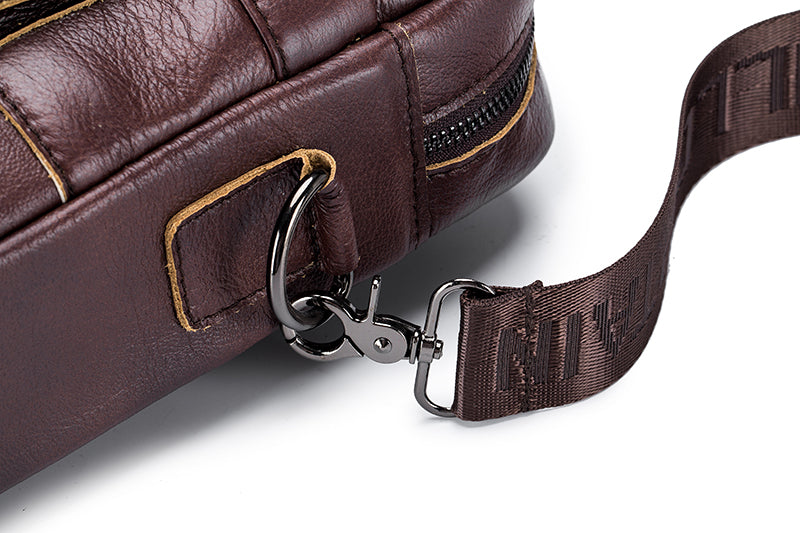 Mens Leather 15.6" Laptop Bag Briefcase Busines Shoulder Bag Handbag Coffee