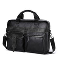 Men's Leather Business Bag Shoulder Conference Computer Messenger Black
