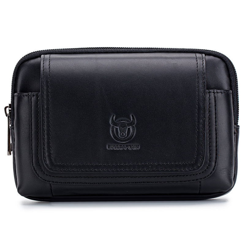 Mens Leather Casual Waist Fanny Pack Bag Belt Mobile Phone Bag Black