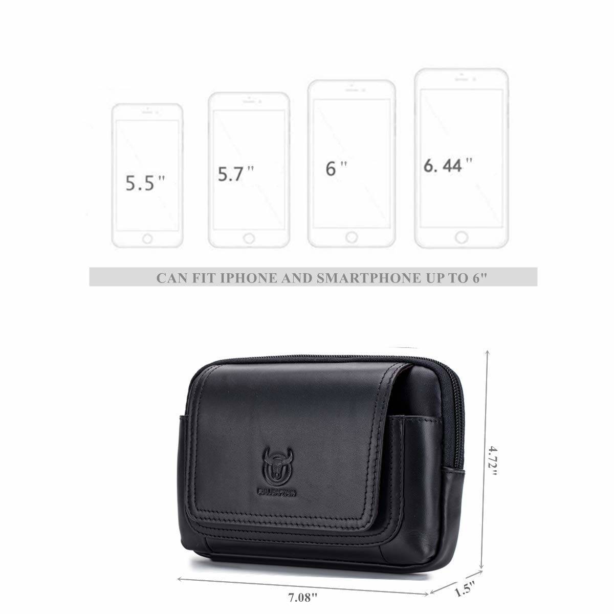Mens Leather Casual Waist Fanny Pack Bag Belt Mobile Phone Bag Black
