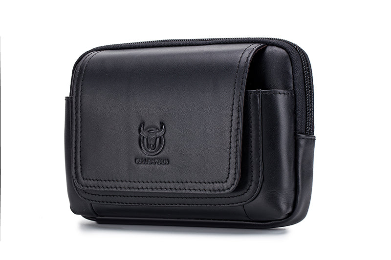 Mens Leather Casual Waist Fanny Pack Bag Belt Mobile Phone Bag Black